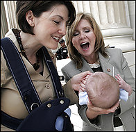 Reps. Cathy McMorris Rodgers and Mary Fallin with Rodgers's  newborn son, Cole, in 2007
