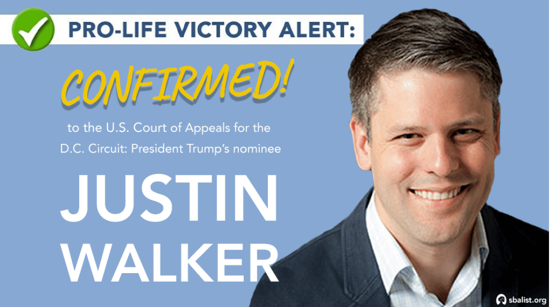 SBA List Celebrates Confirmation of Judge Justin Walker to the D.C